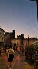 Cardiff Castle draws evening crowds during twilight hours