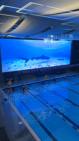Votkinsk pool features underwater LED display with marine life