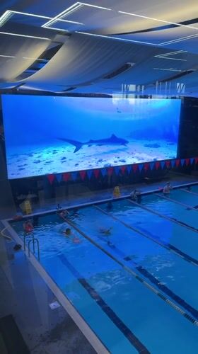 Votkinsk pool features underwater LED display with marine life