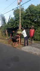 Balinese village streets dressed up for ceremonial season