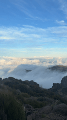 Clear mountain vista captured above cloud layer in Santana