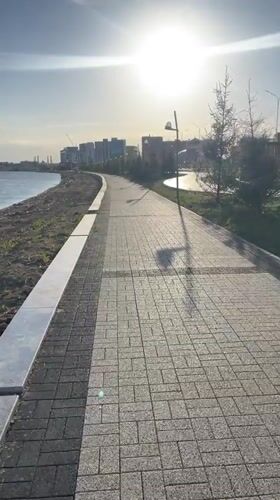 Waterside walkway documented in Kokshetau, Kazakhstan