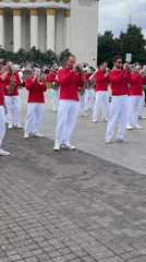 Marching band performs in Moscow public square