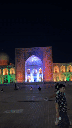 Registan Square's nightly light show, Samarkand