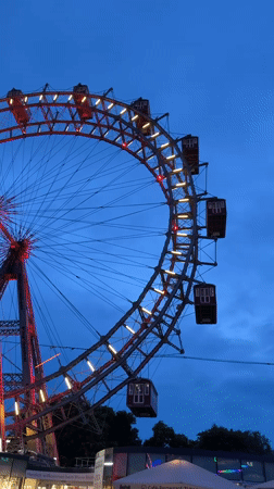 Evening scenes captured at Vienna's Prater amusement park