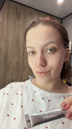 Morning skincare routine and childcare moments captured in Reshetnikovo