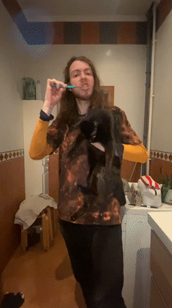 Early morning personal routine captured in Moscow residence