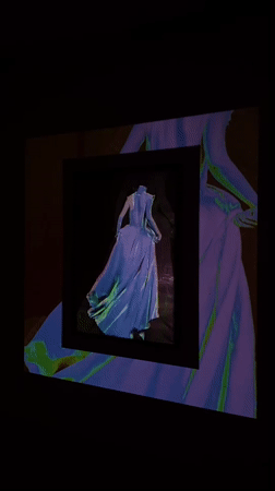 Art installation featuring gown photographs documented in Rusanovo