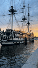 Historic sailing ship docked in Saint Petersburg river
