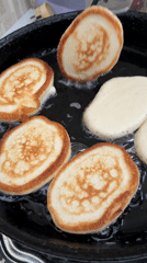 Morning cooking documented in Ust-Ilimsk: pancakes and cold soup
