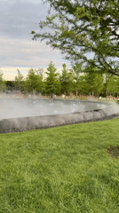 Visitors enjoy fountain park activities in Krasnodar, Russia