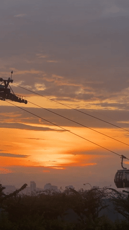 VinWonders Nha Trang cable cars and castle at sunset