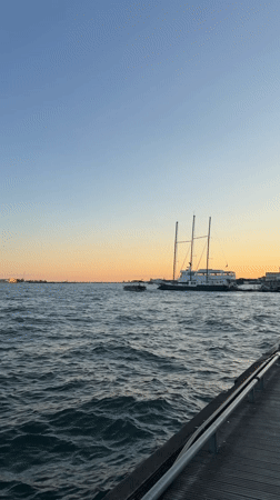 CN Tower and Lake Ontario at golden hour, Toronto