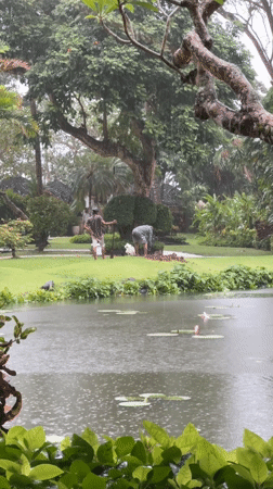Morning fitness routines captured at Kuta Selatan facility during rainfall
