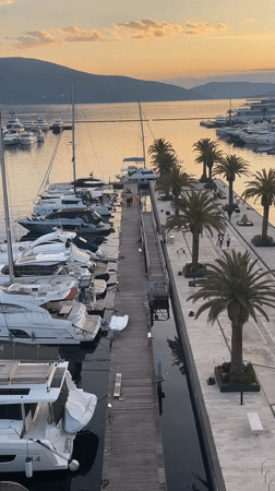Golden hour marina scenes documented in Tivat, Montenegro