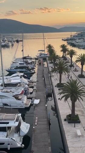 Golden hour marina scenes documented in Tivat, Montenegro