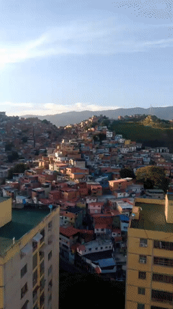 Caracas hillside neighborhoods seen from above, one evening in September