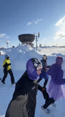 Winter group exercise gathering near Kazan Family Center