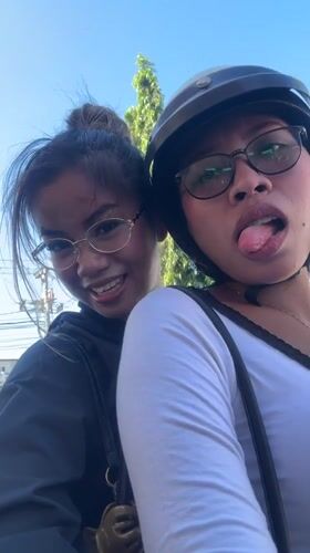 Woman documents motorcycle trip through Denpasar traffic and gas stop