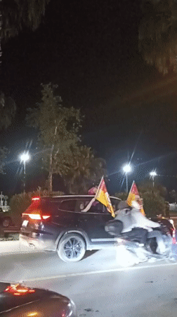 Flag-waving celebration with decorated cars observed in Yenişehir, Turkey