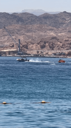 Boats spotted towing orange raft in Eilat waters