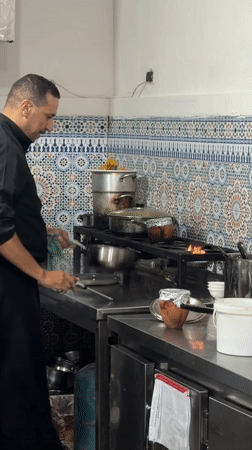 Behind the scenes in a Marrakesh restaurant kitchen