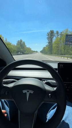 Tesla Model 3 highway drive captured in Kyiv
