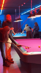Pool games captured at colorful Krasnoyarsk entertainment venue