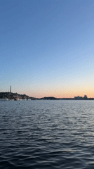Stockholm waterfront captured at twilight in peaceful evening scene