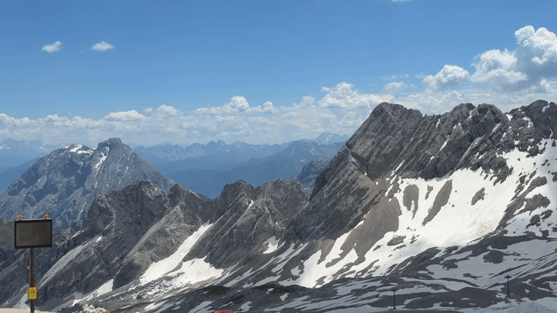 Sunny morning views across the Bavarian Alps near Garmisch-Partenkirchen