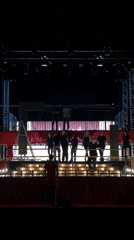 Puebla theater stage being prepped for a major performance