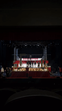 Puebla theater stage being prepped for a major performance