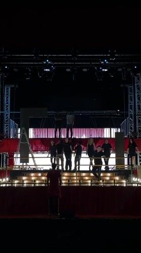Puebla theater stage being prepped for a major performance