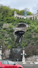 Tourist documents St. Gellért Monument and Elisabeth Bridge in Budapest