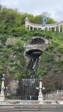 Tourist documents St. Gellért Monument and Elisabeth Bridge in Budapest