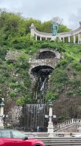 Tourist documents St. Gellért Monument and Elisabeth Bridge in Budapest