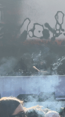 DJ duo performs live set with visual backdrop in London