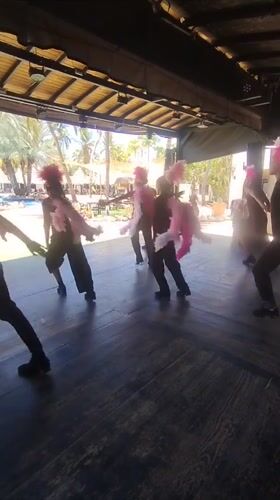 Dance performers stage outdoor show at Porlamar resort complex