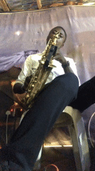 Live saxophone and keyboard session filmed for a music challenge in Jos