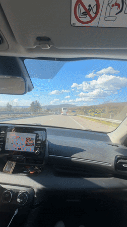 Driver records dashboard view on Bulgarian highway