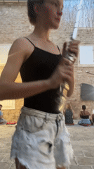 Flute session in Budva's old town as a storm rolls in