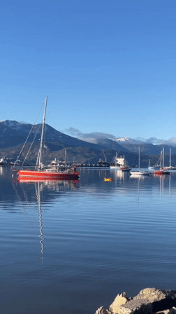 Peaceful harbor scenes documented in Ushuaia, Argentina waterfront