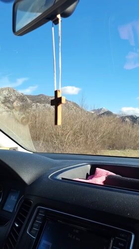 Interior view captured from moving car in Montenegro