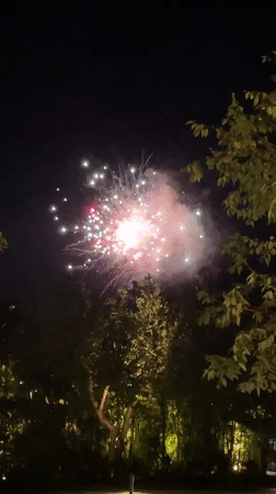 Fireworks display lights up night sky in Karon, Thailand