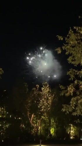 Fireworks display lights up night sky in Karon, Thailand