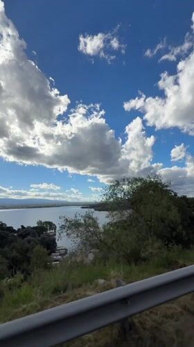 Lake view captured from highway in La Estancia, Argentina
