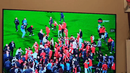 Soccer celebration broadcast viewed on television in Sofia
