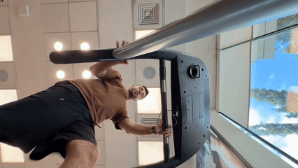 Early morning gym session in Tel Aviv, treadmill and dips