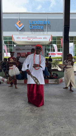 Traditional dancers perform at West Africa Automotive Show in Lagos