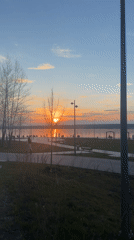 Sunset observed over water in Naberezhnye Chelny, Russia